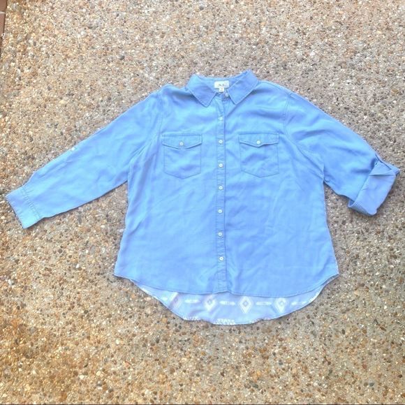 Per Se 100% Tencel High Low Button Shirt 1X - Picture 1 of 8